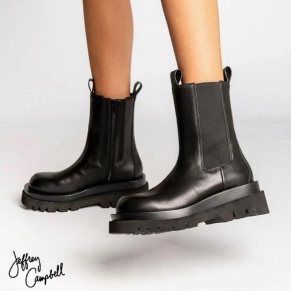 Jeffrey Campbell rainboot double plataform black size 7,contemporary, Chunky, - Picture 2 of 11